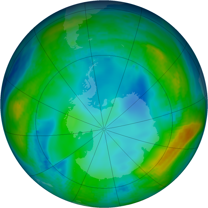 Antarctic ozone map for 06 June 1992